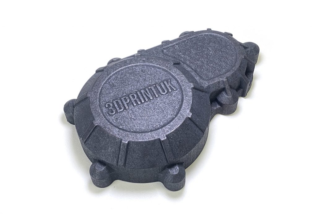 SLS 3d printed part showing polished and dyed black finish